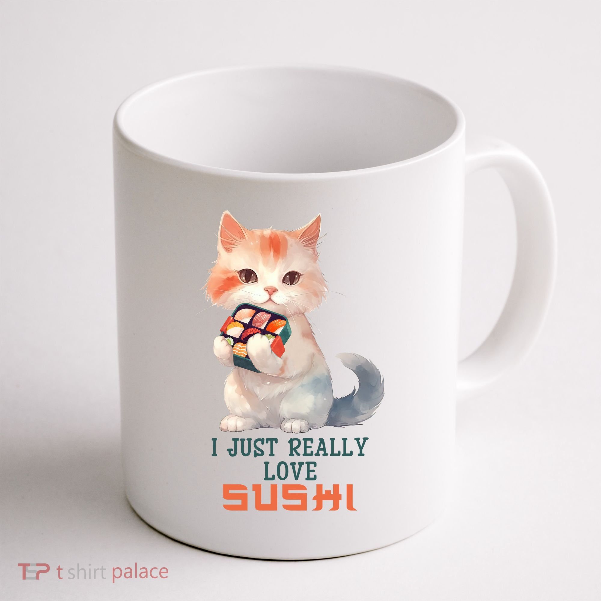 I Just Really Love Sushi Cute Japanese Cat Coffee Mug