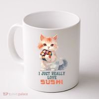 I Just Really Love Sushi Cute Japanese Cat Coffee Mug thumb 0