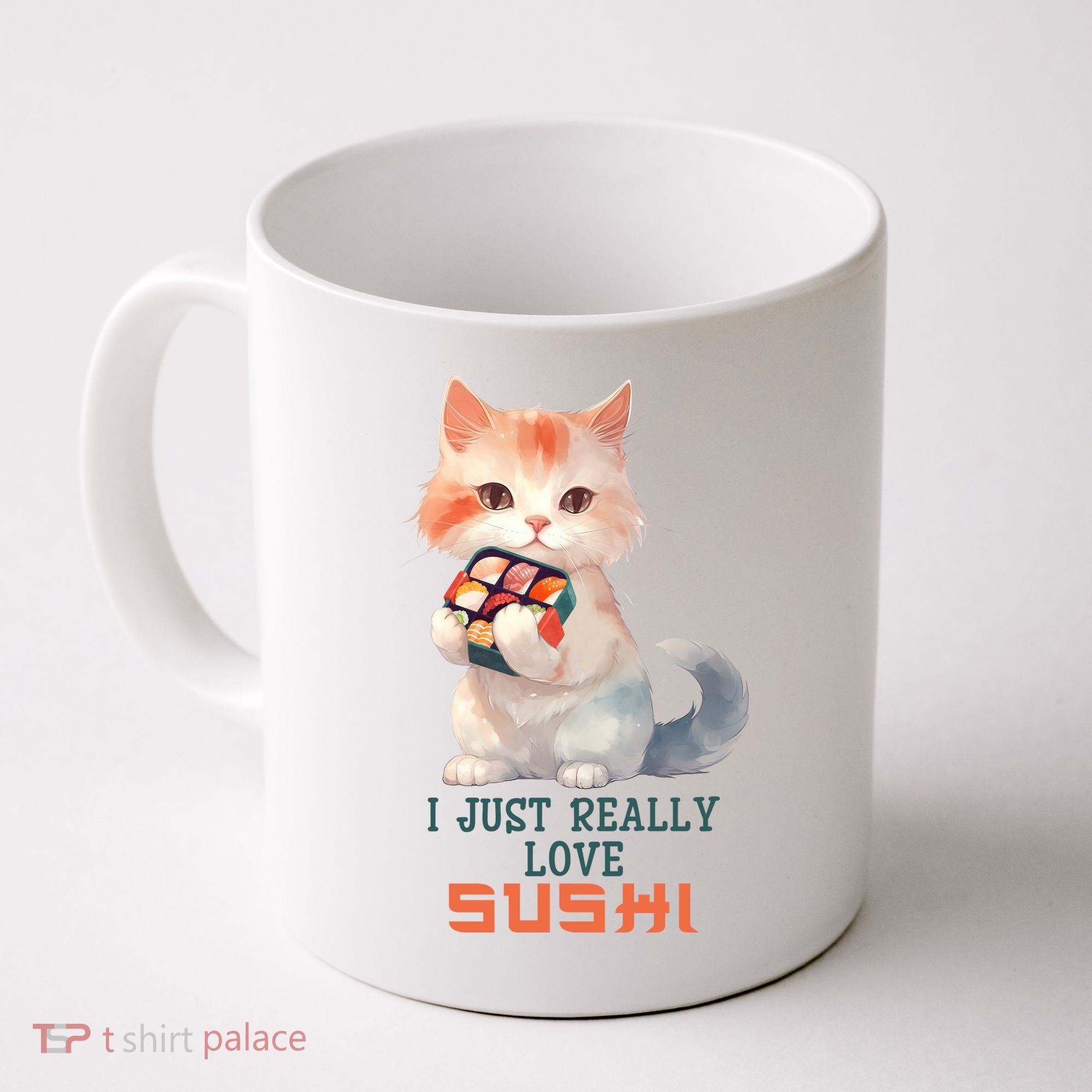 I Just Really Love Sushi Cute Japanese Cat Coffee Mug