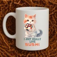 I Just Really Love Sushi Cute Japanese Cat Coffee Mug thumb 2