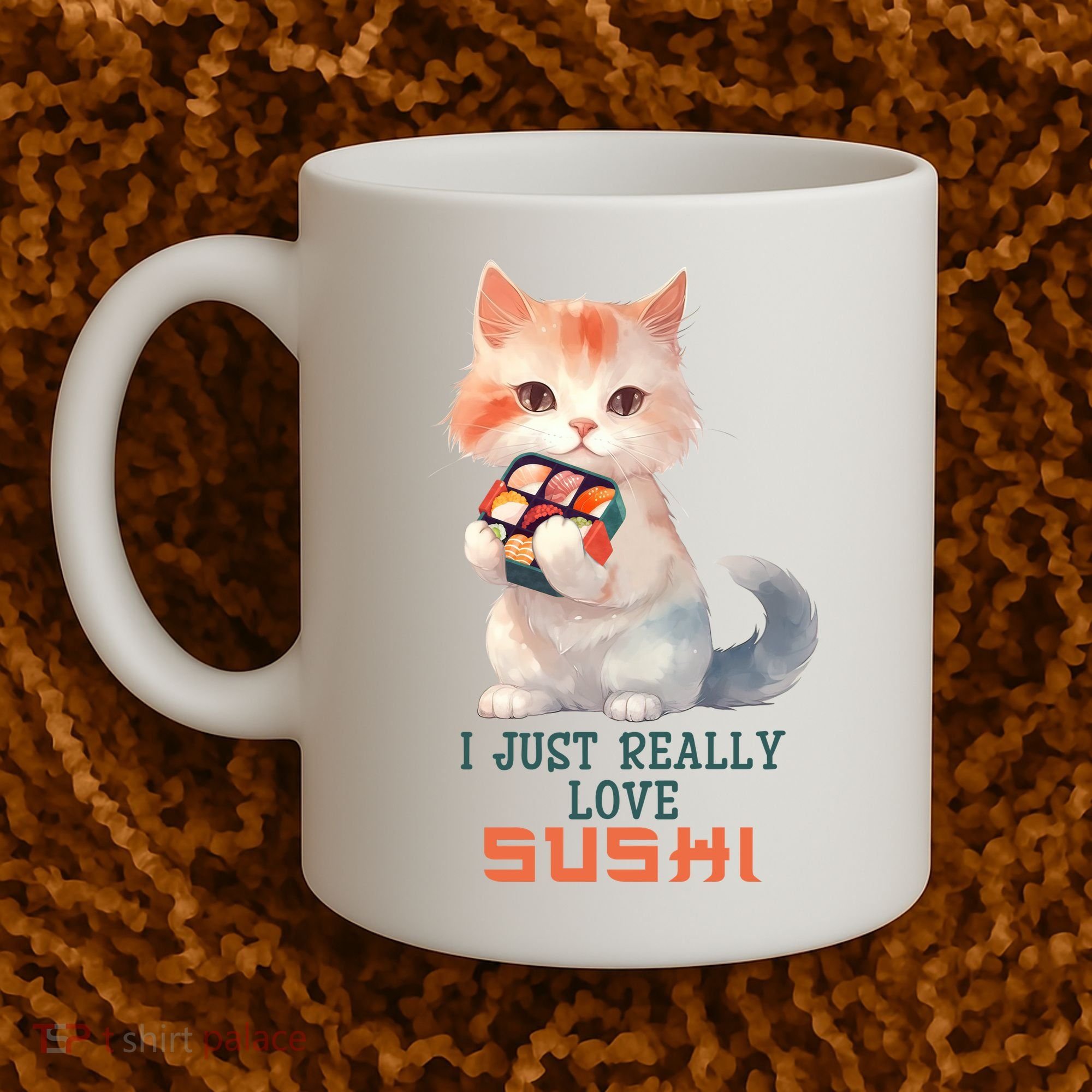 I Just Really Love Sushi Cute Japanese Cat Coffee Mug