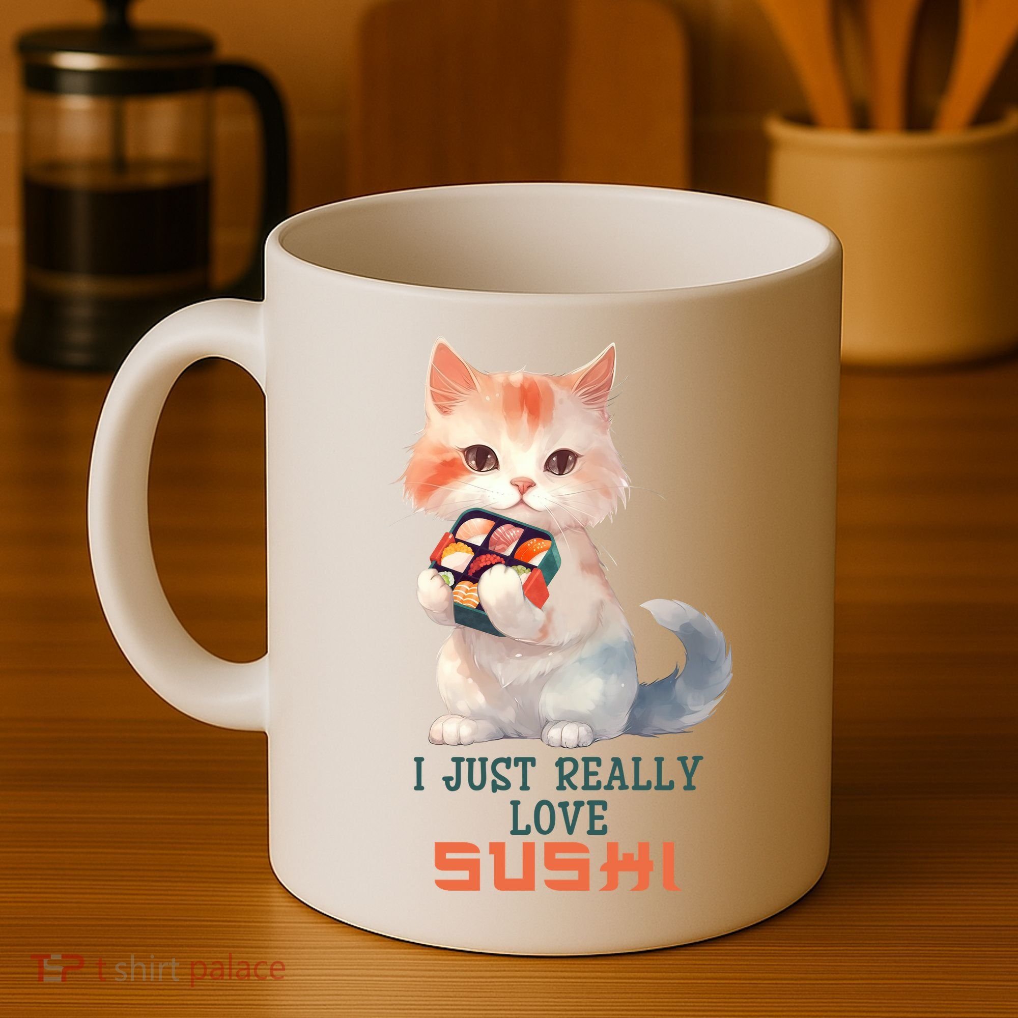 I Just Really Love Sushi Cute Japanese Cat Coffee Mug