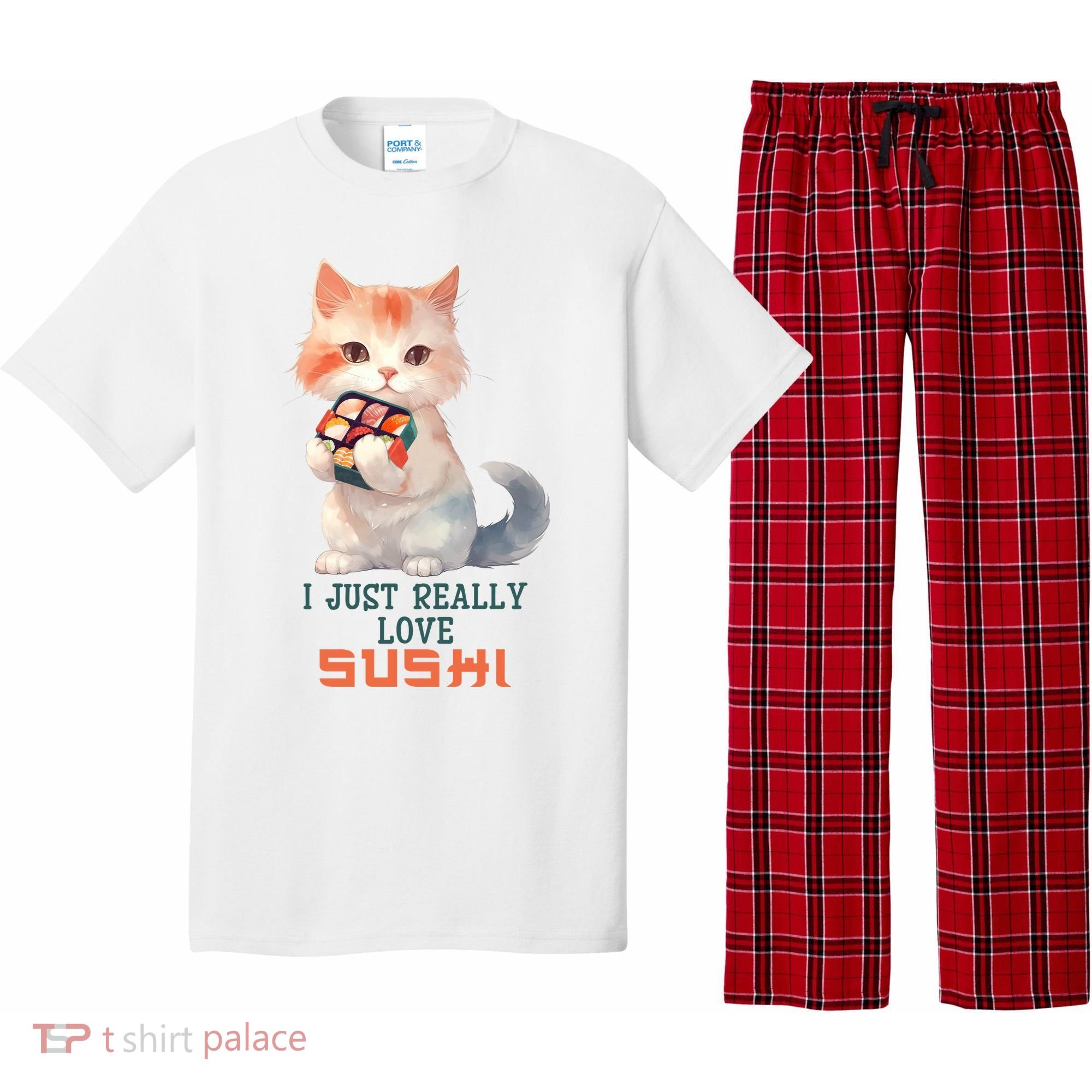 I Just Really Love Sushi Cute Japanese Cat Pajama Set