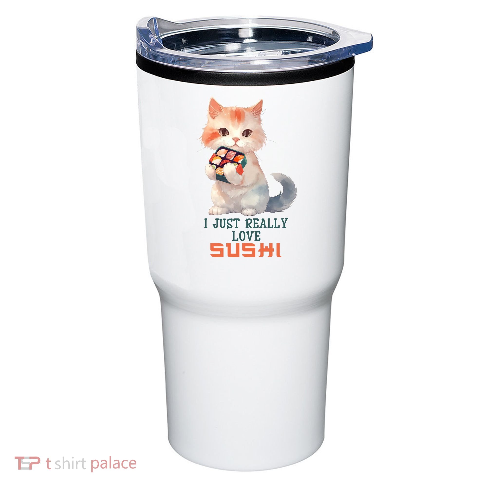 I Just Really Love Sushi Cute Japanese Cat Tumbler