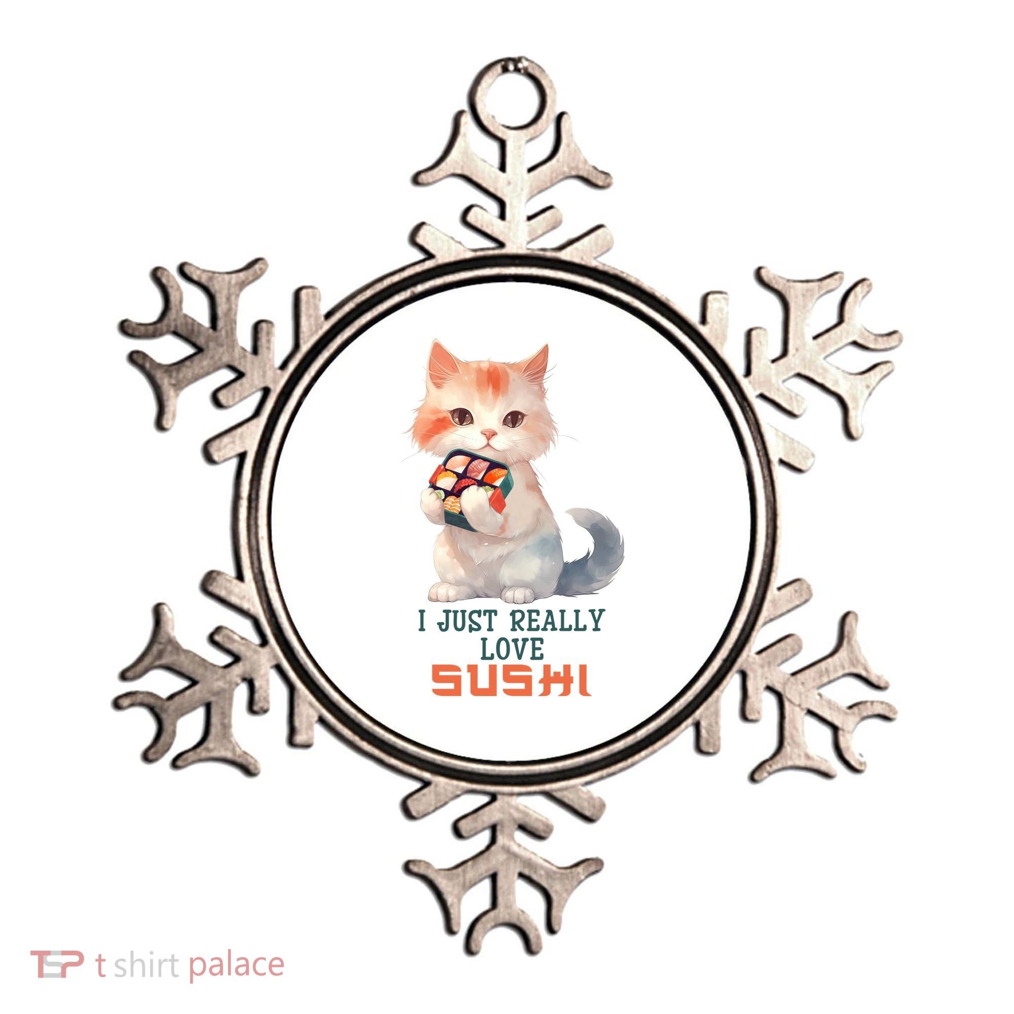 I Just Really Love Sushi Cute Japanese Cat Ornament