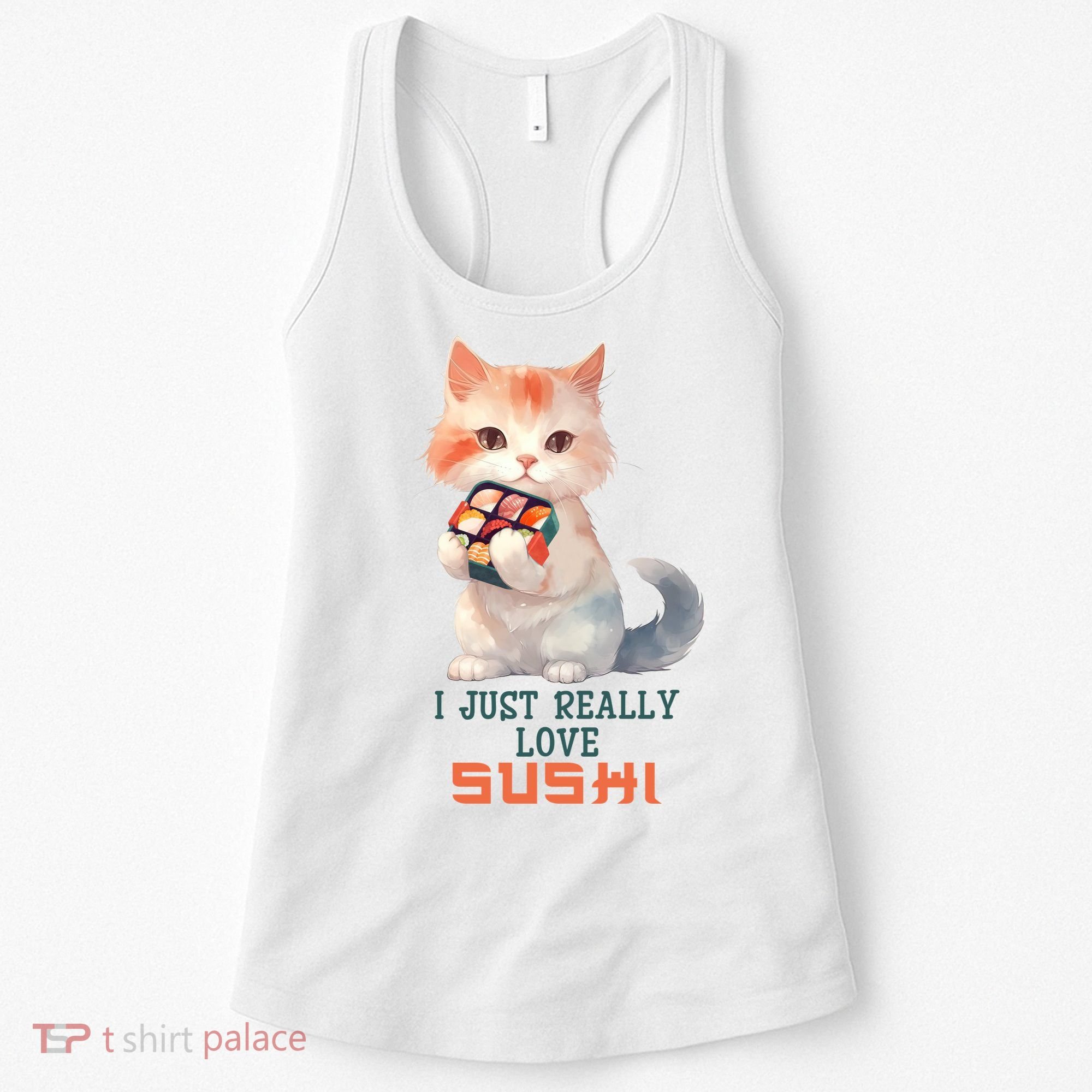 I Just Really Love Sushi Cute Japanese Cat Women's Tank Top