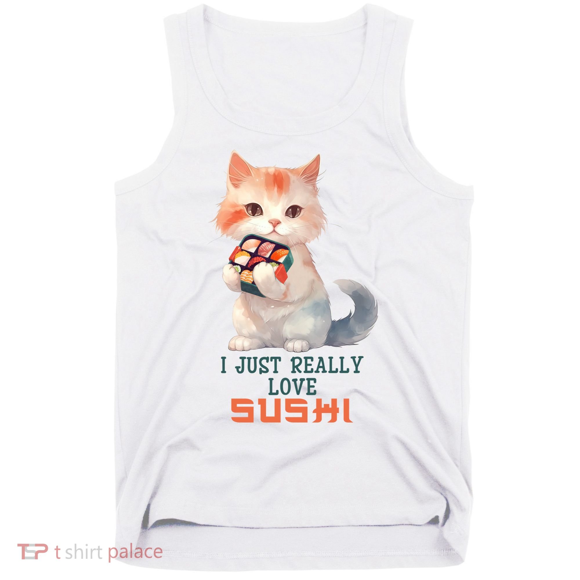 I Just Really Love Sushi Cute Japanese Cat Tank Top