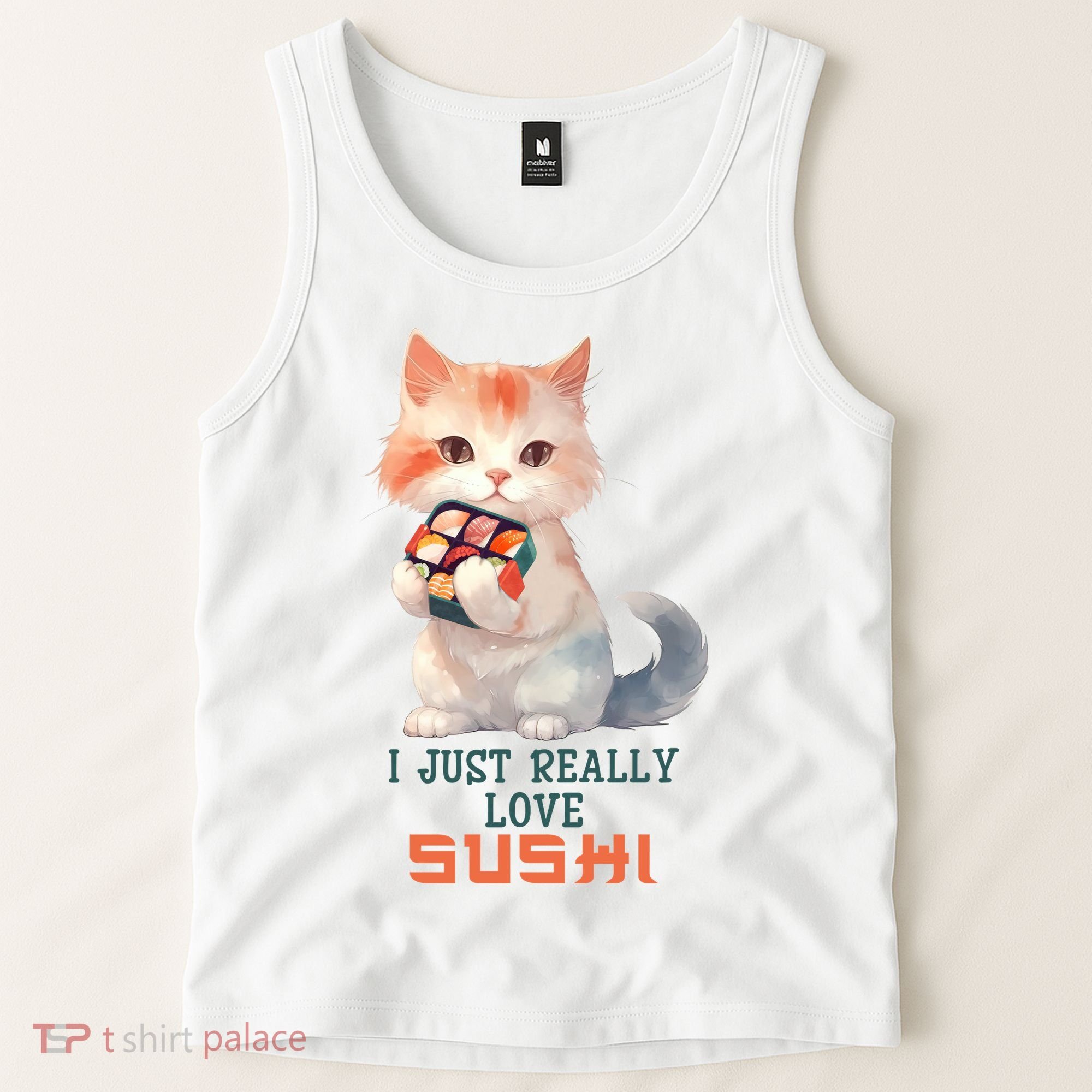 I Just Really Love Sushi Cute Japanese Cat Tank Top