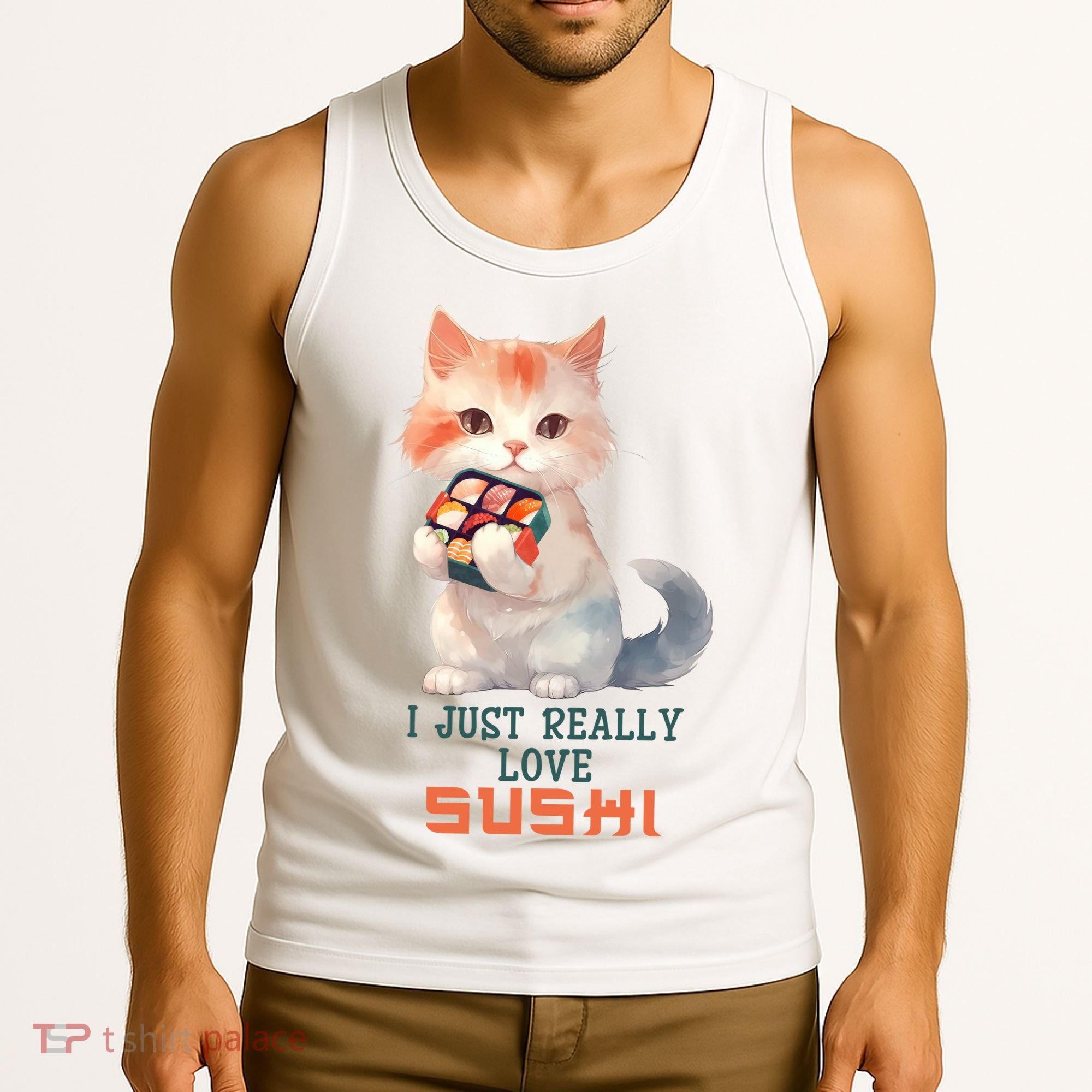 I Just Really Love Sushi Cute Japanese Cat Tank Top
