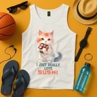 I Just Really Love Sushi Cute Japanese Cat Tank Top thumb 4