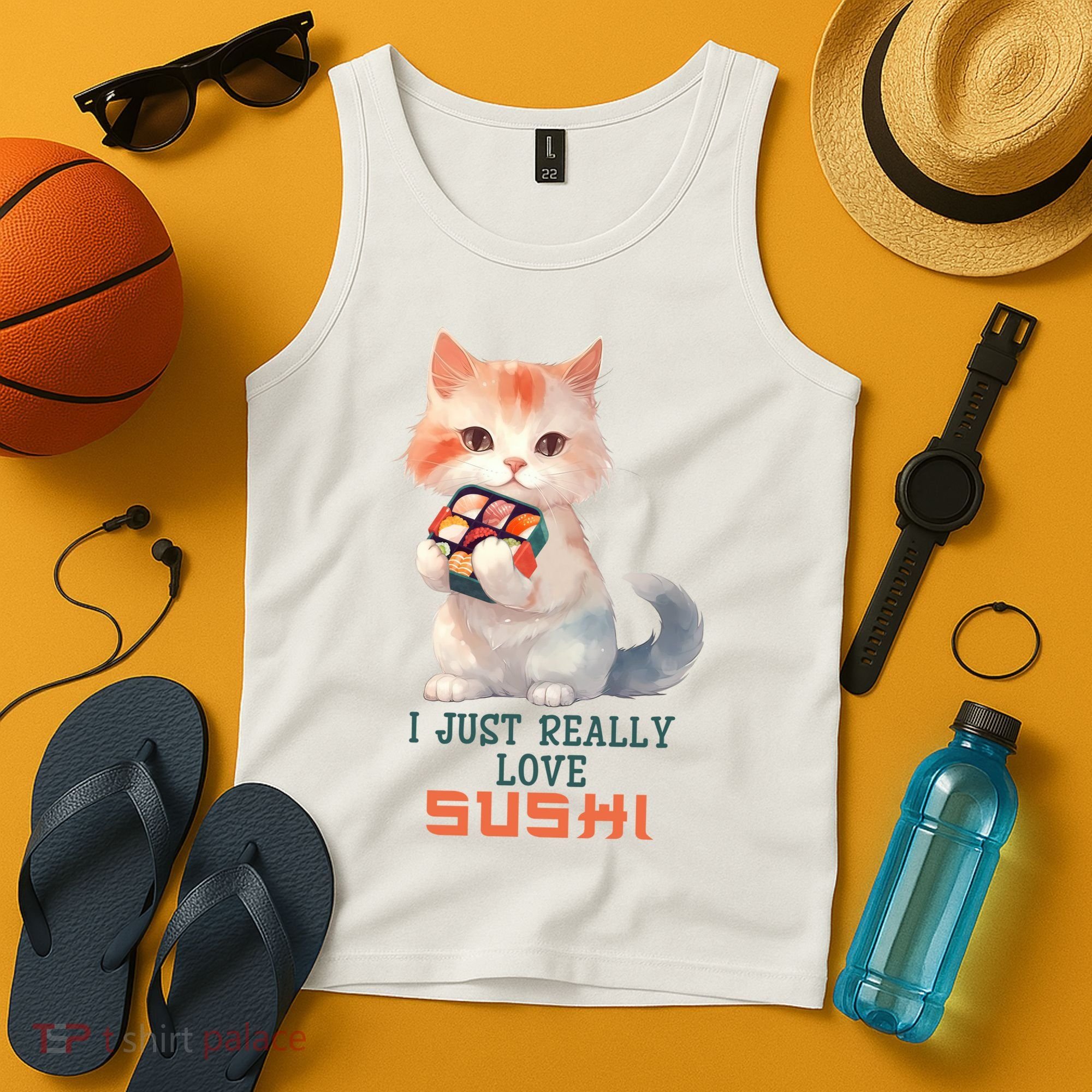 I Just Really Love Sushi Cute Japanese Cat Tank Top