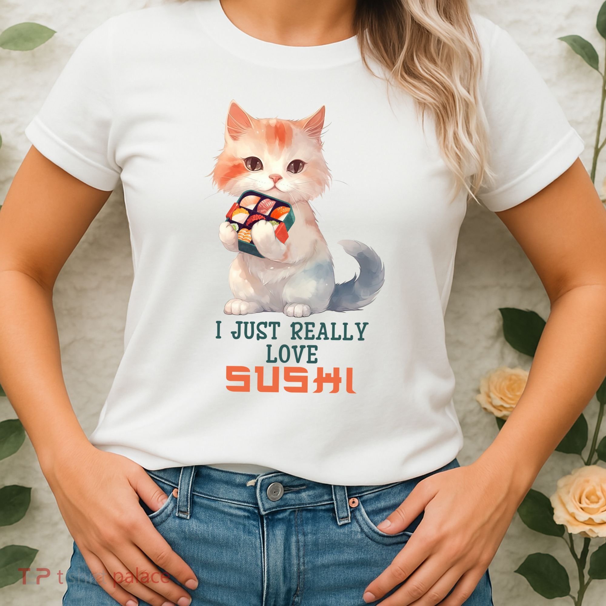 I Just Really Love Sushi Cute Japanese Cat Women's T-Shirt