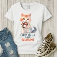 I Just Really Love Sushi Cute Japanese Cat Women's T-Shirt thumb 3