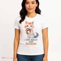 I Just Really Love Sushi Cute Japanese Cat Women's T-Shirt thumb 4