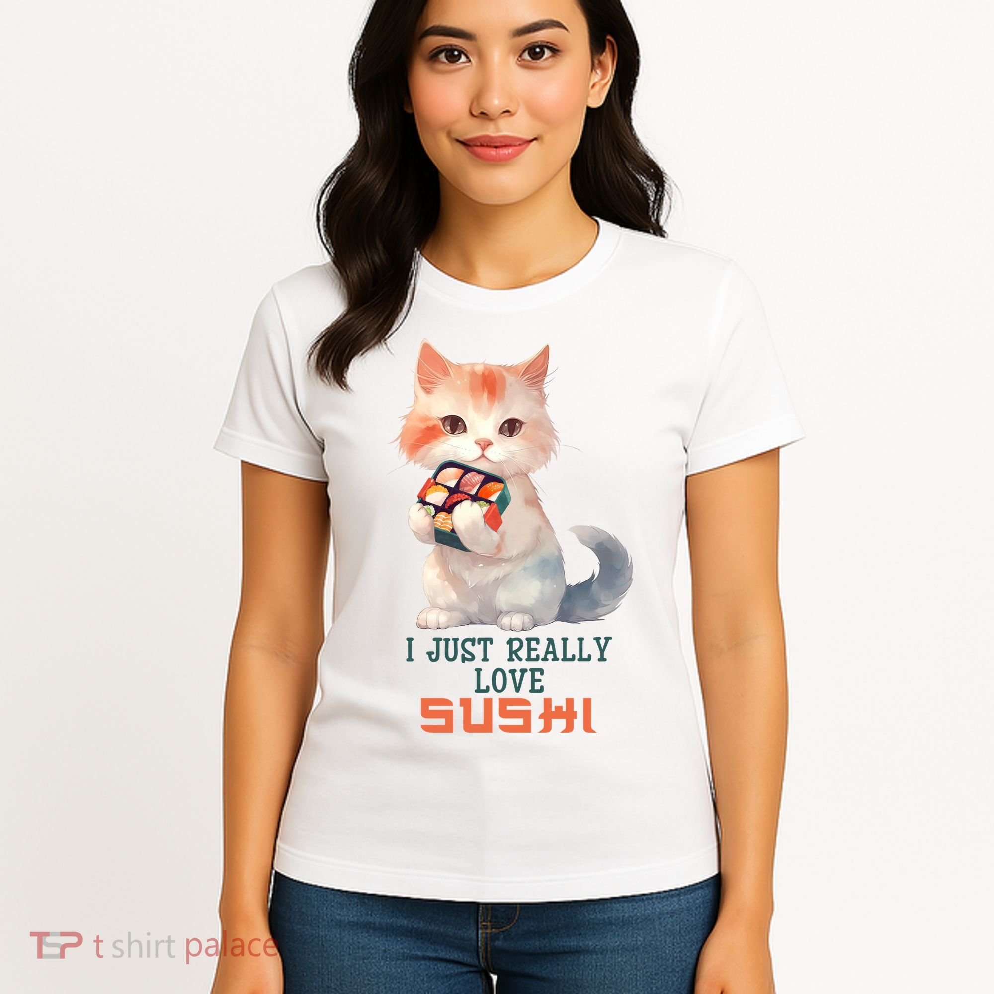 I Just Really Love Sushi Cute Japanese Cat Women's T-Shirt
