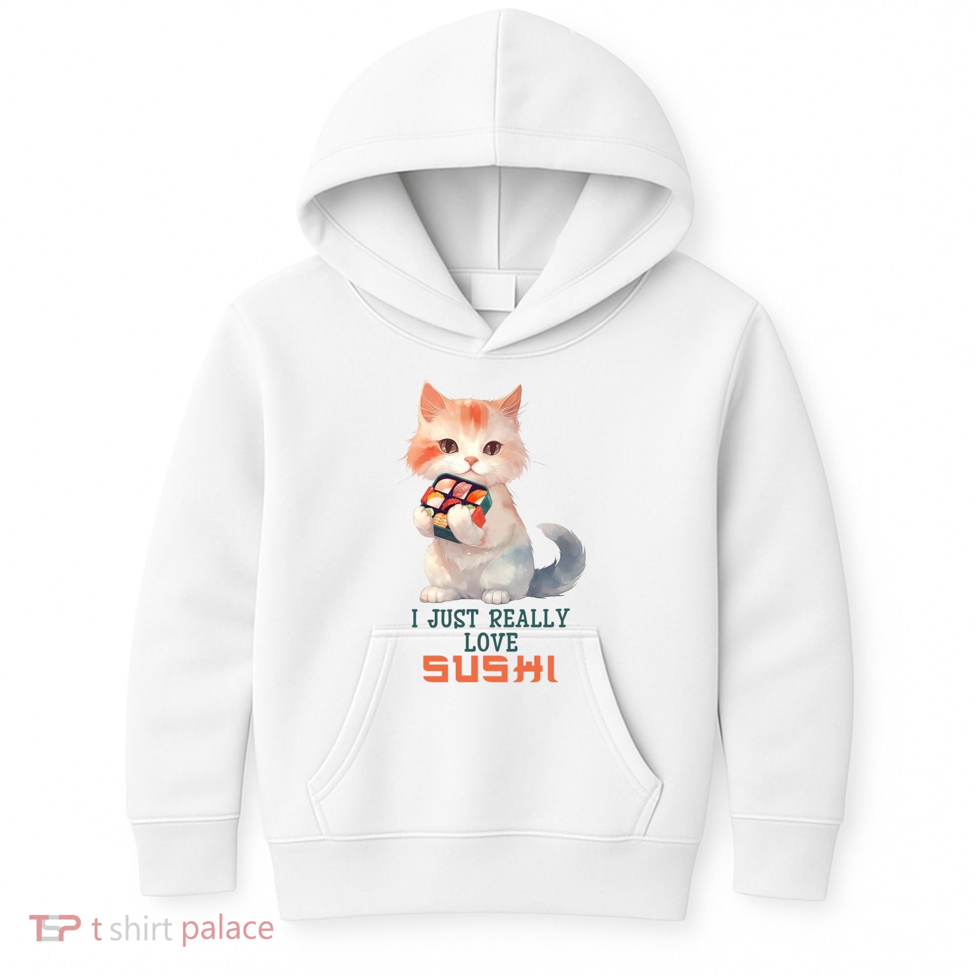 I Just Really Love Sushi Cute Japanese Cat Kids Hoodie