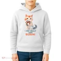 I Just Really Love Sushi Cute Japanese Cat Kids Hoodie thumb 4