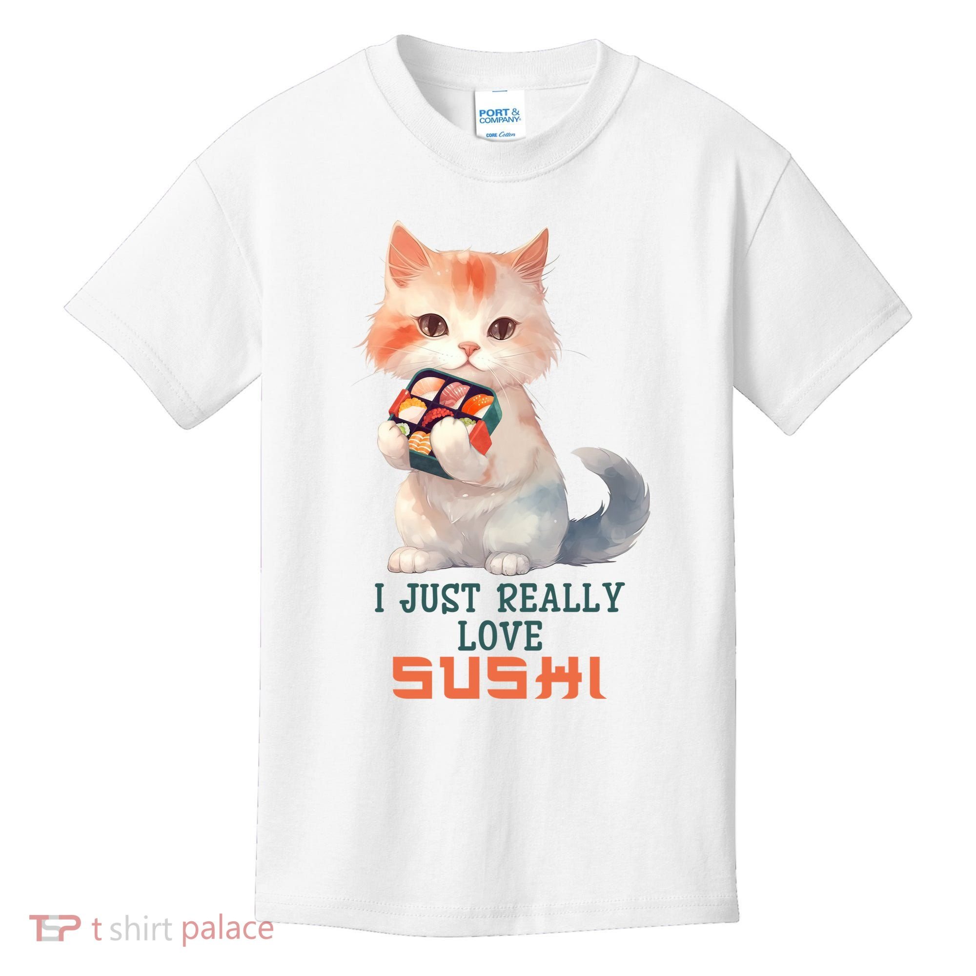 I Just Really Love Sushi Cute Japanese Cat Kids T-Shirt