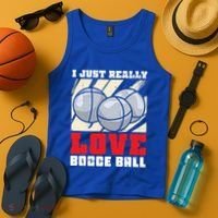 I Just Really Love Bocce Ball Gift Tank Top thumb 4