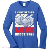 I Just Really Love Bocce Ball Gift Women's Long Sleeve Shirt thumb 0