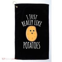 I Just Really Like Potatoes Funy Gift Cute Potato Golf Towel thumb 0
