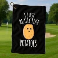 I Just Really Like Potatoes Funy Gift Cute Potato Golf Towel thumb 1