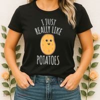 I Just Really Like Potatoes Funy Gift Cute Potato Women's T-Shirt thumb 2