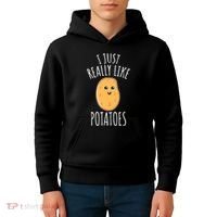 I Just Really Like Potatoes Funy Gift Cute Potato Kids Hoodie thumb 4