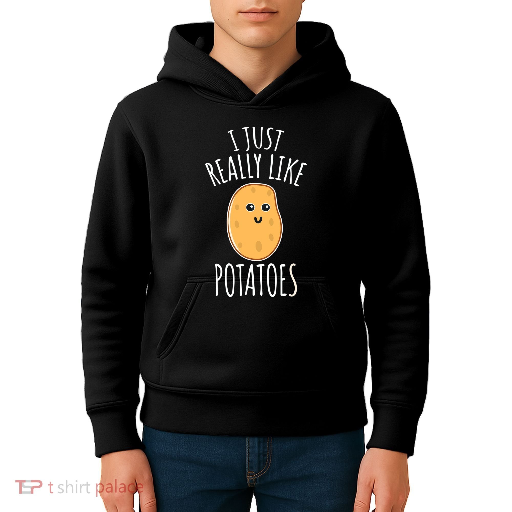I Just Really Like Potatoes Funy Gift Cute Potato Kids Hoodie