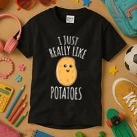 I Just Really Like Potatoes Funy Gift Cute Potato Kids T-Shirt thumb 3