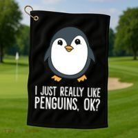 I Just Really Like Penguins Meaningful Gift Golf Towel thumb 1