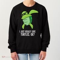 I Just Really Love Turtles Ok? Dabbing Turtle Gift Women's Sweatshirt thumb 0