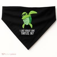 I Just Really Love Turtles Ok? Dabbing Turtle Gift USA-Made Doggie Bandana thumb 0