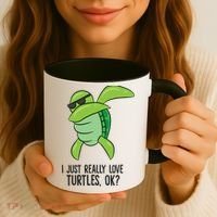 I Just Really Love Turtles Ok? Dabbing Turtle Gift Coffee Mug thumb 3