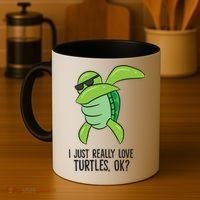I Just Really Love Turtles Ok? Dabbing Turtle Gift Coffee Mug thumb 4