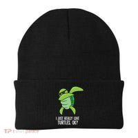 I Just Really Love Turtles Ok? Dabbing Turtle Gift Beanie thumb 0