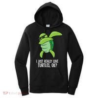 I Just Really Love Turtles Ok? Dabbing Turtle Gift Women's Hoodie thumb 0
