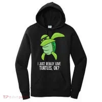 I Just Really Love Turtles Ok? Dabbing Turtle Gift Women's Hoodie thumb 0