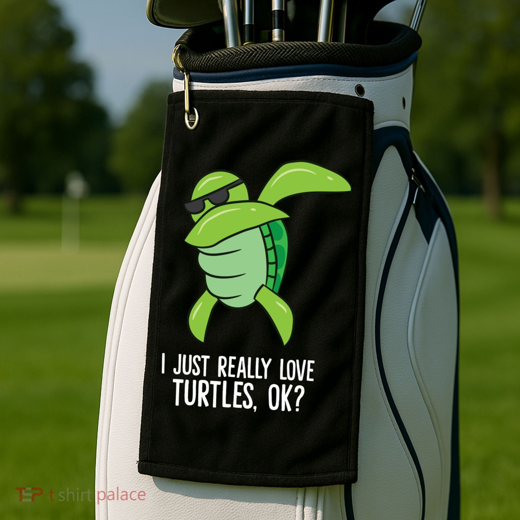 I Just Really Love Turtles Ok? Dabbing Turtle Gift Golf Towel