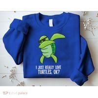 I Just Really Love Turtles Ok? Dabbing Turtle Gift Sweatshirt thumb 2
