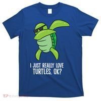 I Just Really Love Turtles Ok? Dabbing Turtle Gift T-Shirt thumb 0