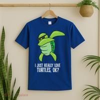 I Just Really Love Turtles Ok? Dabbing Turtle Gift T-Shirt thumb 2