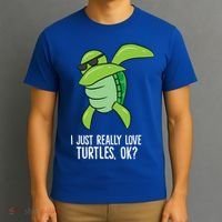 I Just Really Love Turtles Ok? Dabbing Turtle Gift T-Shirt thumb 3