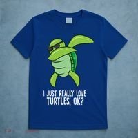 I Just Really Love Turtles Ok? Dabbing Turtle Gift T-Shirt thumb 5
