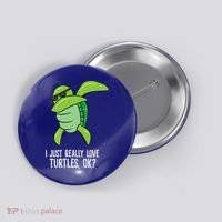 I Just Really Love Turtles Ok? Dabbing Turtle Gift Button thumb 0