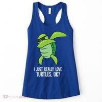 I Just Really Love Turtles Ok? Dabbing Turtle Gift Women's Tank Top thumb 0