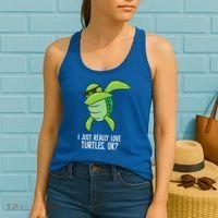 I Just Really Love Turtles Ok? Dabbing Turtle Gift Women's Tank Top thumb 2