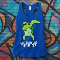 I Just Really Love Turtles Ok? Dabbing Turtle Gift Women's Tank Top thumb 3