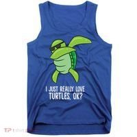 I Just Really Love Turtles Ok? Dabbing Turtle Gift Tank Top thumb 0