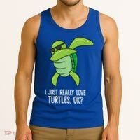 I Just Really Love Turtles Ok? Dabbing Turtle Gift Tank Top thumb 3